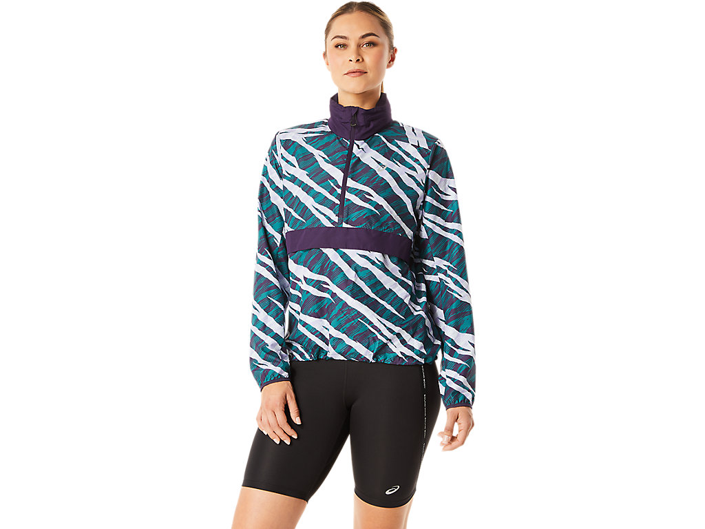 Women\'s Asics Wild Camo Anorak Jackets Deep Green | 1029-ELFWU