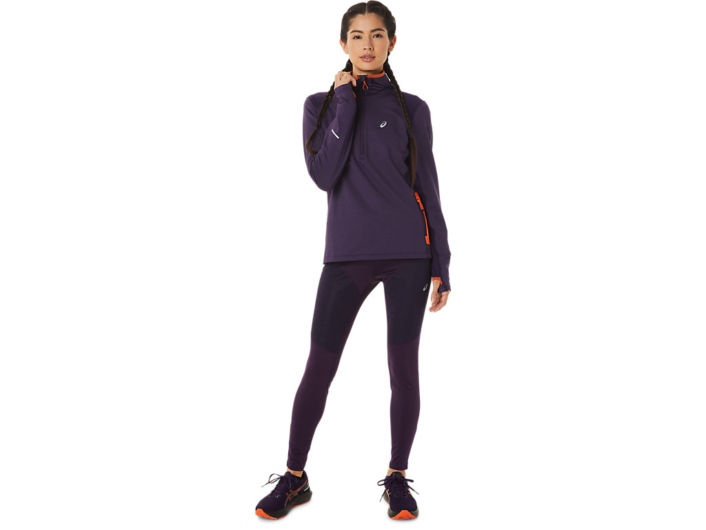 Women's Asics Winter Run Leggings Purple | 8695-YBFHE