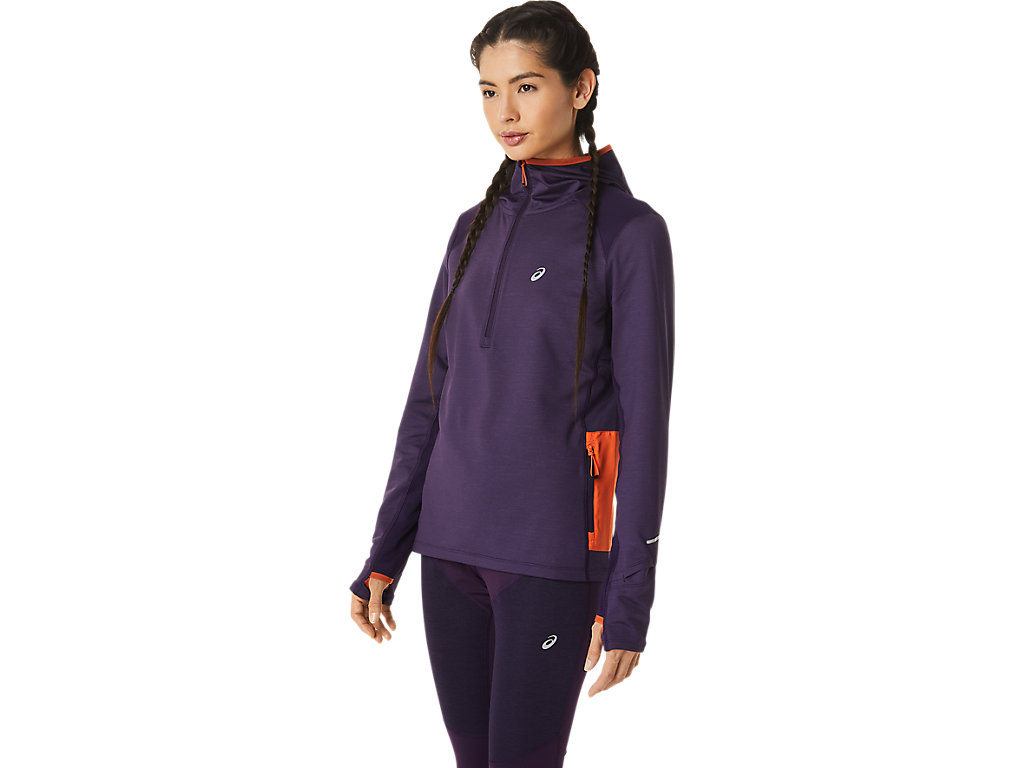 Women's Asics Winter Run Long Sleeve Hoodie Orange | 1037-QMLKT