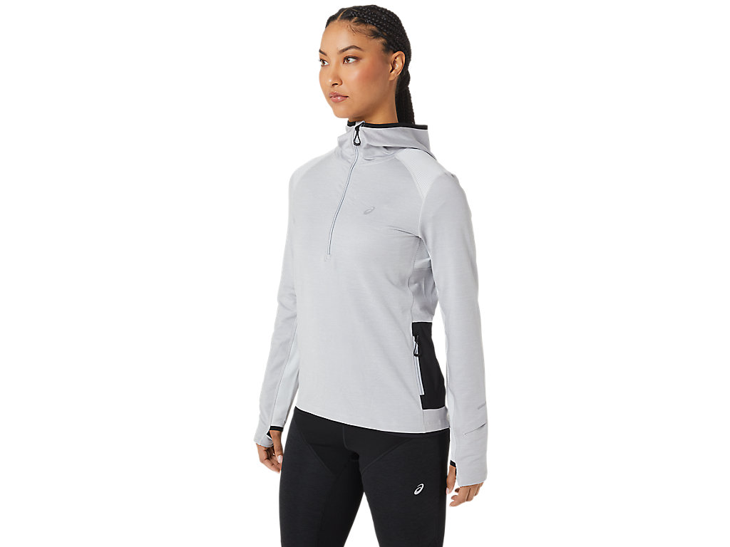 Women's Asics Winter Run Long Sleeve Hoodie Grey / Black | 9315-JPFBS